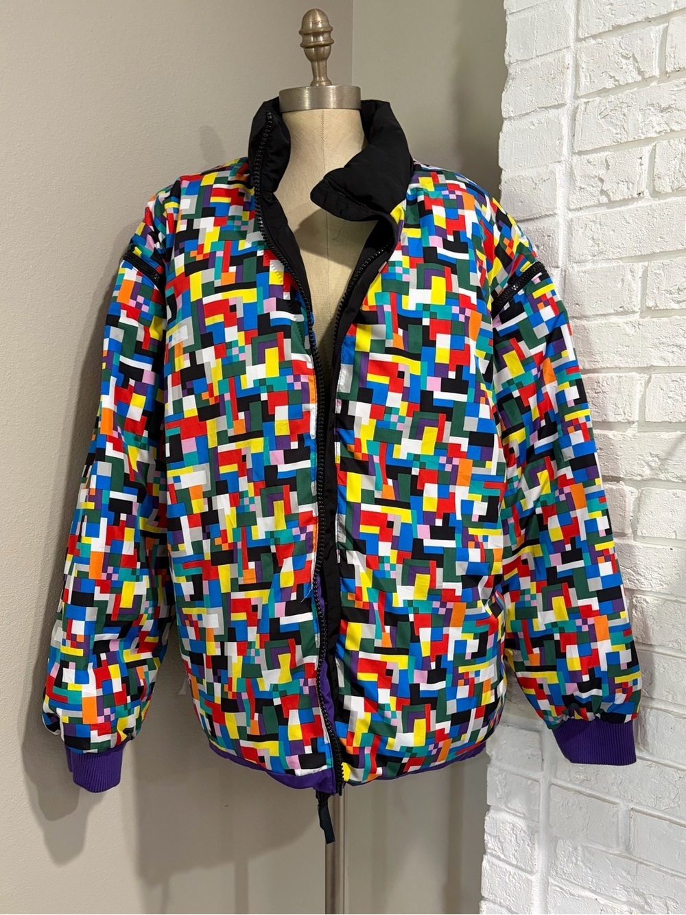 Lego Collection Colorful Geometric Puffer Jacket - Multicolor